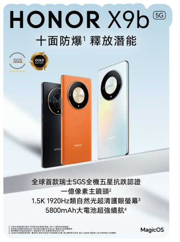 【新品上市】十面防爆 釋放潛能！HONOR X9b 5G！