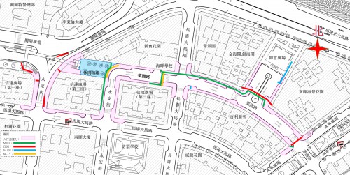 於永定街、馬場大馬路、永安街、菜園路、如意廣場管道鋪設工程